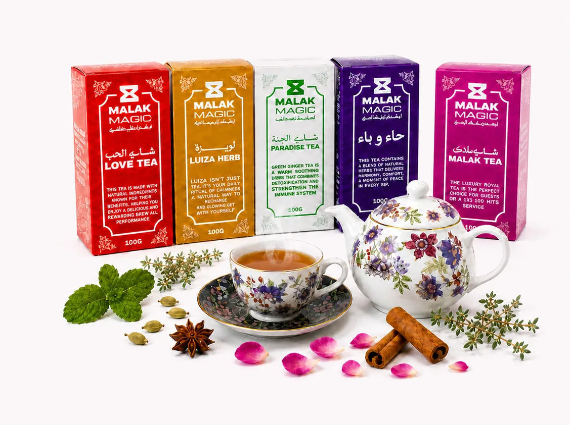 Malak Magic — tea, pot and herbs