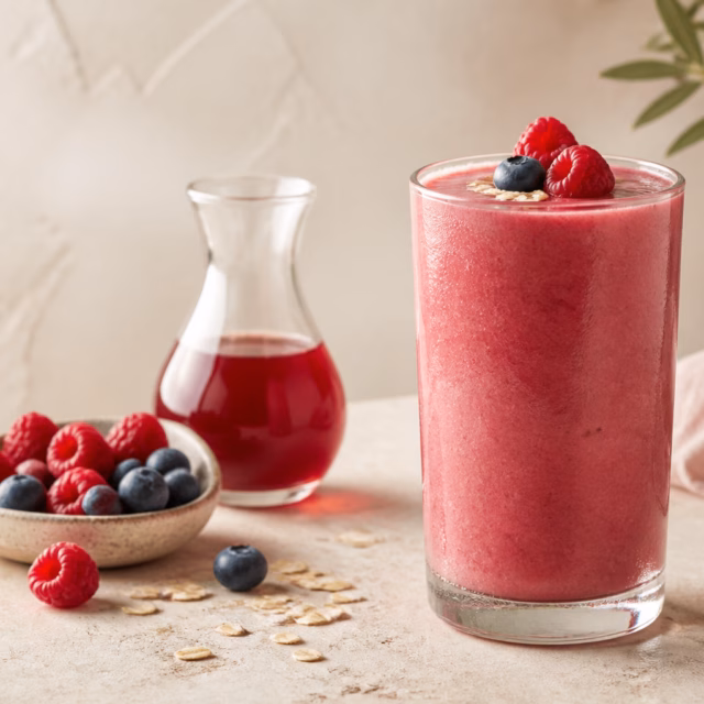 Smoothie rose au Beauty Tea, fruits rouges et infusion concentrée