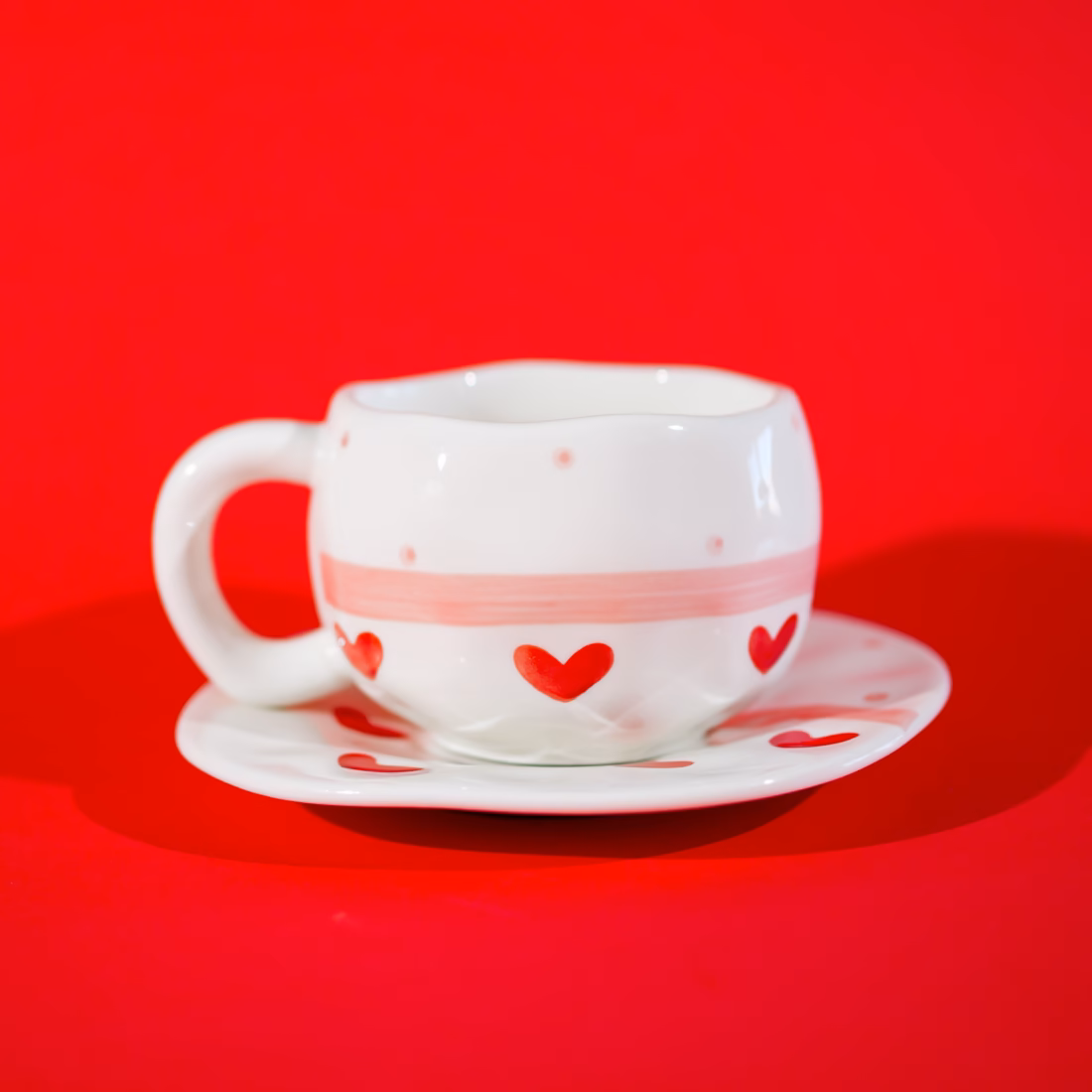 Red Heart Cup & Saucer